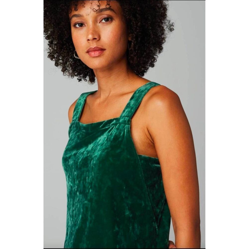 J. Jill Crushed Velvet Square Neck Tank Top Boxwood Green Sz. M